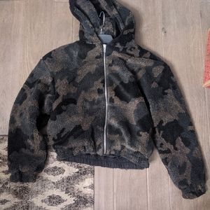 Fleece Hooded Camo Jacket